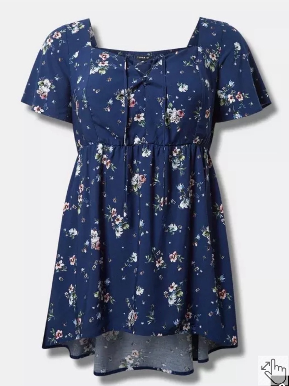 Torrid Navy Floral Short Sleeve Tunic Top